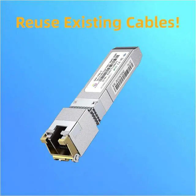 Alt view image 2 of 7 - 1G/2.5G/5G/10G SFP+ to RJ45 10GBase-T SFP+ Transceiver 98ft/30m,Copper Ethernet CAT.6a/7 Module for Cisco GLC-T/SFP-GE-T, Meraki MA-SFP-1GB-TX, Meraki, Intel, TP-Link and More