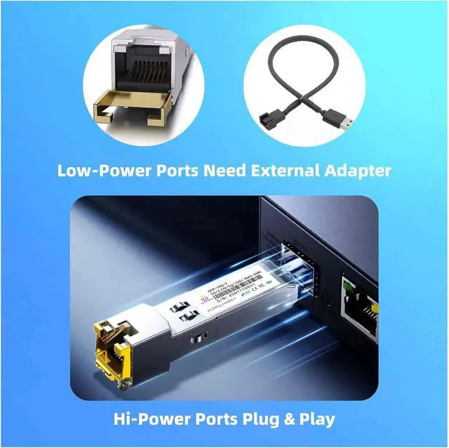Alt view image 3 of 7 - 1G/2.5G/5G/10G SFP+ to RJ45 10GBase-T SFP+ Transceiver 98ft/30m,Copper Ethernet CAT.6a/7 Module for Cisco GLC-T/SFP-GE-T, Meraki MA-SFP-1GB-TX, Meraki, Intel, TP-Link and More