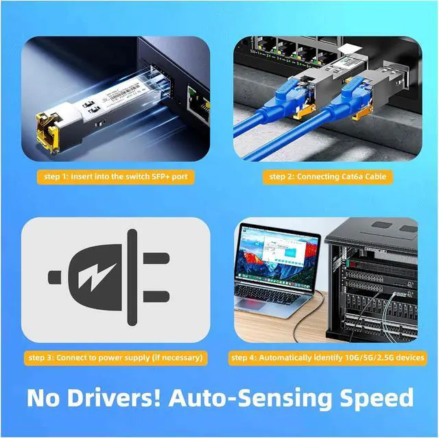 Alt view image 4 of 7 - 1G/2.5G/5G/10G SFP+ to RJ45 10GBase-T SFP+ Transceiver 98ft/30m,Copper Ethernet CAT.6a/7 Module for Cisco GLC-T/SFP-GE-T, Meraki MA-SFP-1GB-TX, Meraki, Intel, TP-Link and More