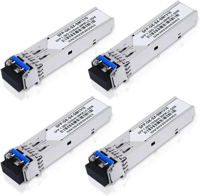 Main image of 4Pack 1.25G SFP LC Module 1000Base-LX(SMF,1310nm,20km,DDM) Single-Mode Transceiver for Cisco GLC-LH-SMD,Ubiquiti UniFi,Meraki MA-SFP-1GB-LX10,Fortinet,Mikrotik,TP-Link,Netgear,TL-SM311LS,D-Link,Intel