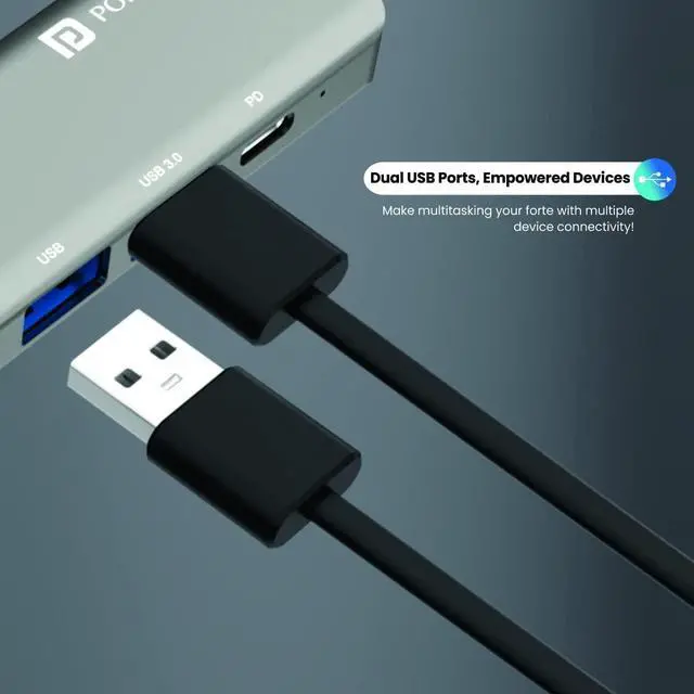 Alt view image 5 of 7 - Portronics Mport 52 USB C Hub Dock (7-in-1), Multiport Adapter with 4K HDMI, 60 W PD Charging, USB 3.0/2.0 & USB Type-C Data Ports at up to 10 Gbps, microSD & SD Card Reader for Laptops(Grey)