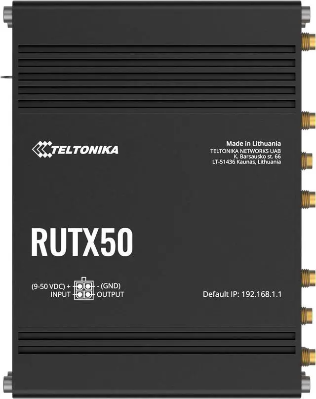 Main image of Teltonika RUTX50000000 Model RUTX50 Industrial 5G Router, Speeds up to 3.3 Gbps, Dual SIM, Up to 150 Simultaneous Connections, EU PSU