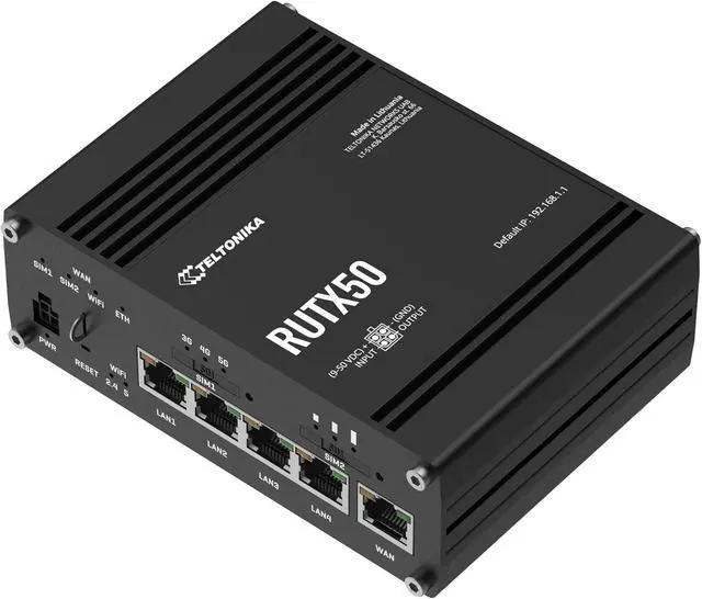 Alt view image 2 of 5 - Teltonika RUTX50000000 Model RUTX50 Industrial 5G Router, Speeds up to 3.3 Gbps, Dual SIM, Up to 150 Simultaneous Connections, EU PSU