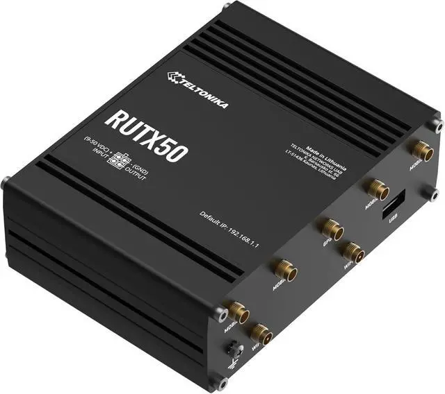 Alt view image 3 of 5 - Teltonika RUTX50000000 Model RUTX50 Industrial 5G Router, Speeds up to 3.3 Gbps, Dual SIM, Up to 150 Simultaneous Connections, EU PSU