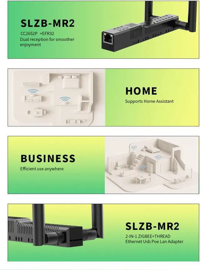 Alt view image 3 of 7 - SMLIGHT SLZB-MR2 - Zigbee 3.0 to Ethernet,USB,and WiFi Gateway Coordinator with PoE,Universal Gateway for Home Assistant/ Zigbee2MQTT/ZHA,Wireless Zigbee 3.0 USB Adapter