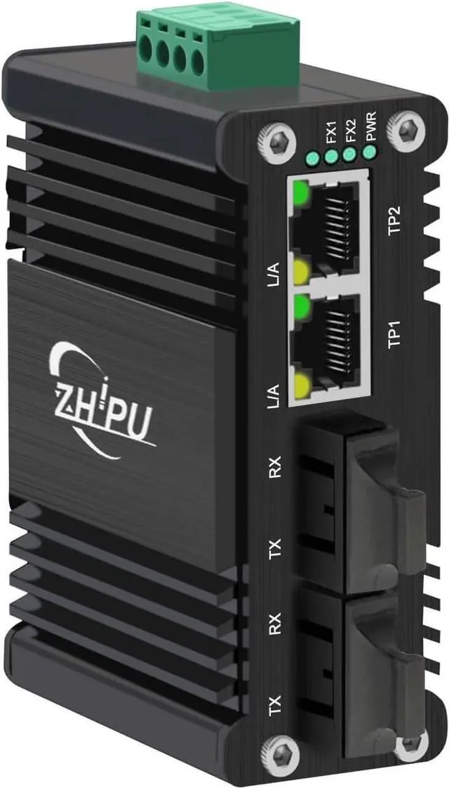 Main image of 2-Port Industrial Switch with 2 Dual SC Fiber Port, Single Mode Gigabit Dual SC Fiber Media Converter 20 km, Mini 10/100/1000Mbps Ethernet to SC Fiber Switch, DC12~48V Input, IP40 Rated Aluminum case