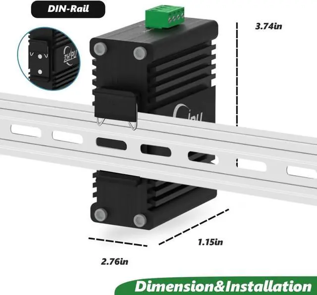 Alt view image 7 of 7 - 2-Port Industrial Switch with 2 Dual SC Fiber Port, Single Mode Gigabit Dual SC Fiber Media Converter 20 km, Mini 10/100/1000Mbps Ethernet to SC Fiber Switch, DC12~48V Input, IP40 Rated Aluminum case