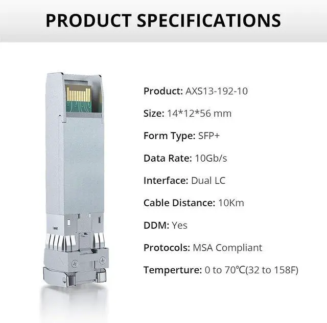 Alt view image 5 of 5 - ipolex 10G LR SFP+ zu LC Single Mode Transceiver für SFP-10G-LR, 10GBase-LR Glasfasermodul fürMeraki MA-SFP-10GB-LR, UF-SM-10G, (SMF, 1310nm, 10km) 4 stück