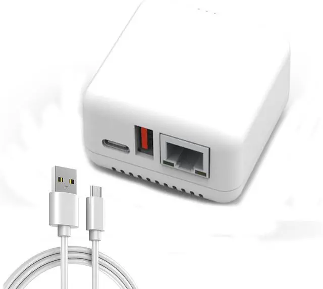 Main image of USB 2.0 Network Print Server USB Print Server 5V LAN Compact Print Share Server Print Server for for Android for Linux3.4(White) (US Plug)