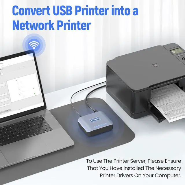 Alt view image 2 of 7 - Printer Sharing Server, Wireless USB Print Server for Windows/Mac/Linux,Support Inkjet and Laser Printers, Model LP-N110W (Blue)