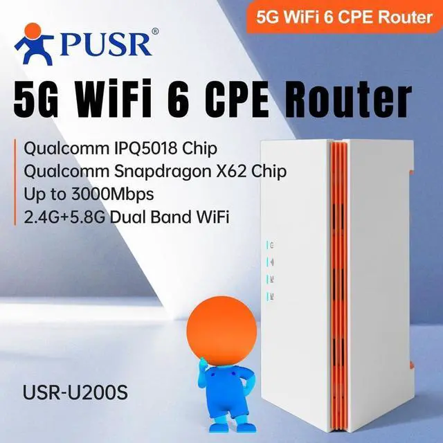 Alt view image 2 of 6 - Global 5G Dual Band WiFi6 AX3000 CPE Router Sim Card Slot Qualcomm IPQ5018 4*Gigabit Ports FWA Up to 3000Mbps USR-U200s