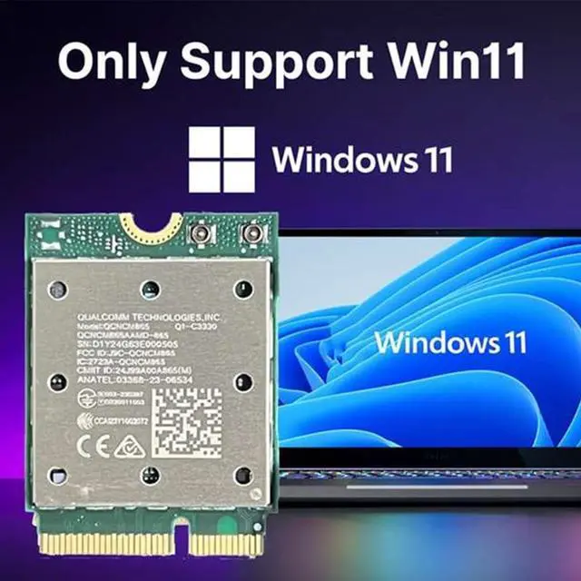 Alt view image 4 of 6 - Tri Band WiFi7 QCNCM865 Wireless WiFi Card Bluetooth 5.4 2.4G/5G/6Ghz Network Wireless Adapter for 802.11be M.2 NGFF WLAN WiFi Card Only Antenna for Win11