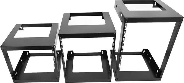 Alt view image 4 of 6 - 9U Wall Mount Open Frame 19 Inch Server Equipment Rack Wall Mountable Heavy Duty Design - Holds All Networking & AV Gear - Open Frame Includes 2 1U 12in Vented Shelves & Mounting screws (WALL RACK 9U)