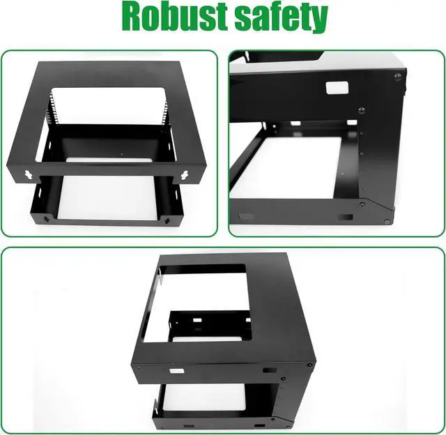 Alt view image 6 of 6 - 9U Wall Mount Open Frame 19 Inch Server Equipment Rack Wall Mountable Heavy Duty Design - Holds All Networking & AV Gear - Open Frame Includes 2 1U 12in Vented Shelves & Mounting screws (WALL RACK 9U)