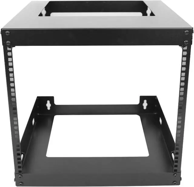 Alt view image 3 of 6 - 9U Wall Mount Open Frame 19 Inch Server Equipment Rack Wall Mountable Heavy Duty Design - Holds All Networking & AV Gear - Open Frame Includes 2 1U 12in Vented Shelves & Mounting screws (WALL RACK 9U)