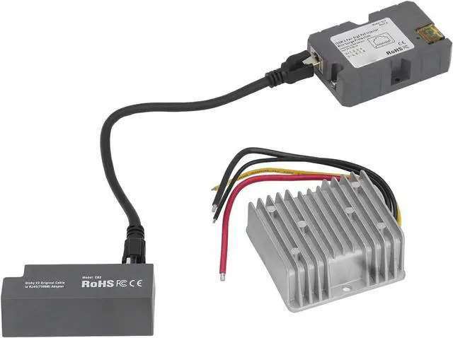 Main image of PoE Injector Kit 150W, Rectangular Dishy V2 to RJ45 Adapter Cable, DC Step Up Converter 12V to 48V