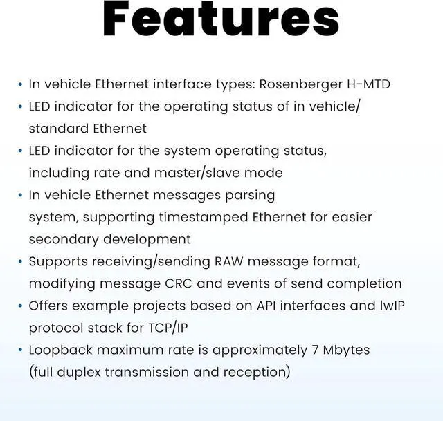 Alt view image 3 of 3 - TOSUN Technology - 1 CH 100Base-Tx 1000Base-T or Automotive Ethernet 100/1000Base-T1 H-MTD Interface Tool to USB Adapter (TE1051-R)