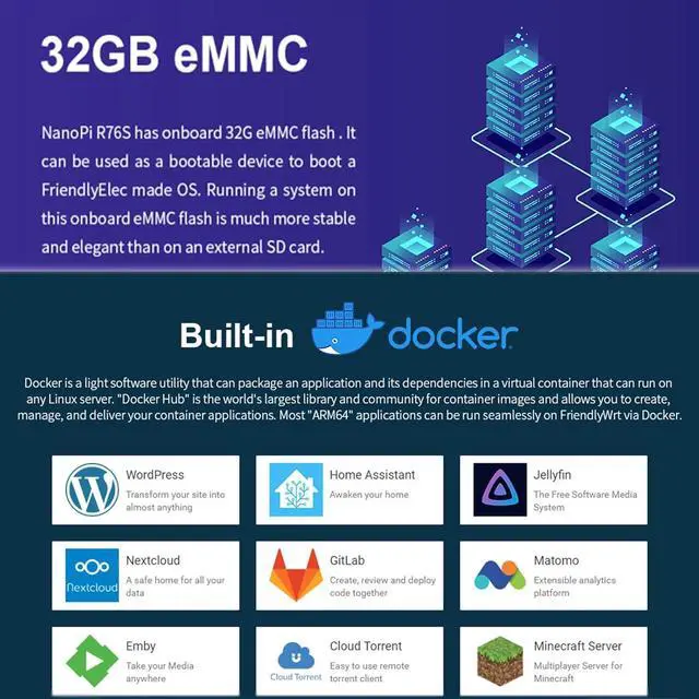 Alt view image 3 of 7 - NanoPi R76S Router, RK3576 Octa-Core SoC with AI Model, LPDDR5 4GB RAM 64GB eMMC, 6TOPS NPU,Dual 2.5G Ethernet, Support M.2 Wi-Fi Module (None M.2 WiFi,3+0GB,TF Card Kit)