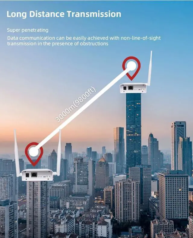 Alt view image 4 of 7 - WiFi HaLow Wireless Bridge,2.4GHz & 5.8GHz Dual Band Point to Point Outdoor WiFi Extender,3KM(9842ft) Long Distance Powerful,IEEE 802.11ah Antenna WiFi Range Transmission Faster Speed (1 to 1)