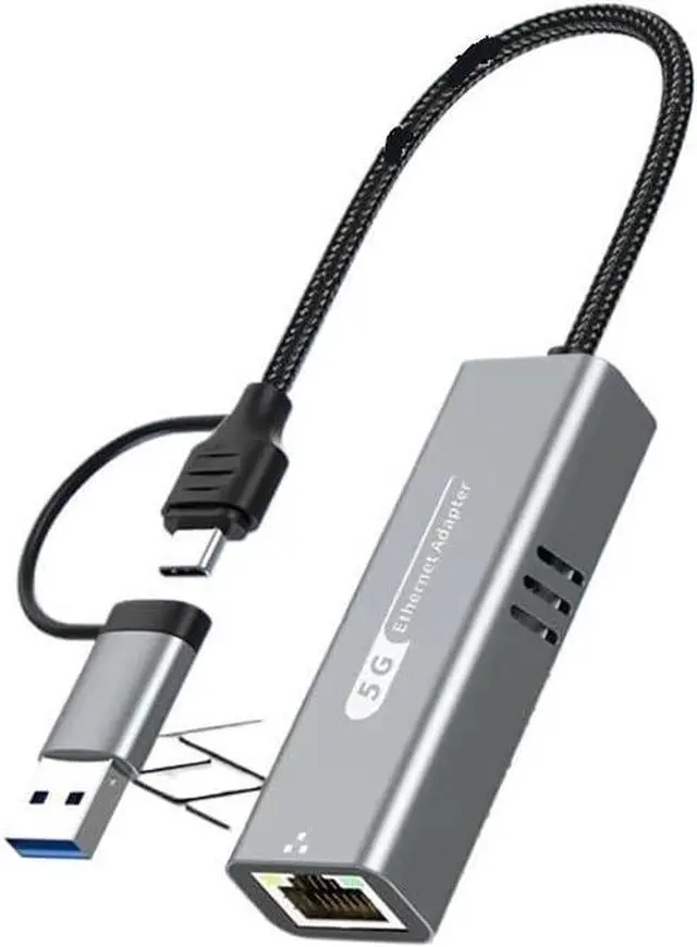 Alt view image 3 of 4 - USB 3.2 Type C to RJ45 Network Card 5Gbps USB to Ethernet Adapter 100/1000/5000Mbps RJ45 LAN Converter for PC(5000Mbps 2-in-1)