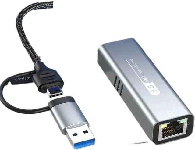 Alt view image 2 of 4 - USB 3.2 Type C to RJ45 Network Card 5Gbps USB to Ethernet Adapter 100/1000/5000Mbps RJ45 LAN Converter for PC(5000Mbps 2-in-1)