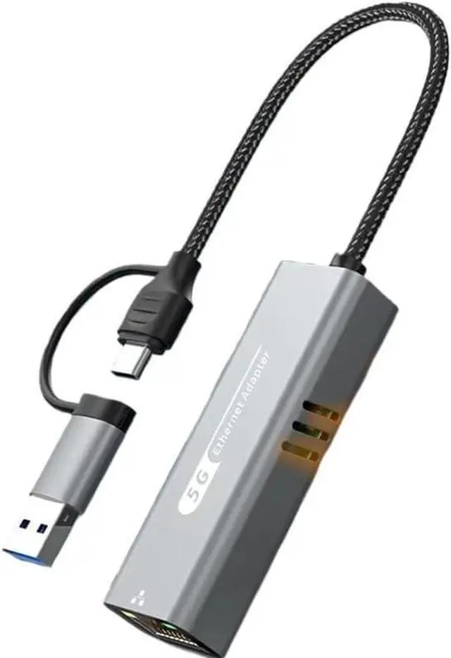 Alt view image 4 of 4 - USB 3.2 Type C to RJ45 Network Card 5Gbps USB to Ethernet Adapter 100/1000/5000Mbps RJ45 LAN Converter for PC(5000Mbps 2-in-1)