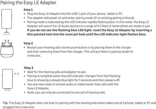 Alt view image 2 of 3 - Oticon Easy LE Adapter  Wireless Bluetooth USB-C Dongle for Oticon Intent Hearing Aids and Android Phones (Not Compatible with iPhone)