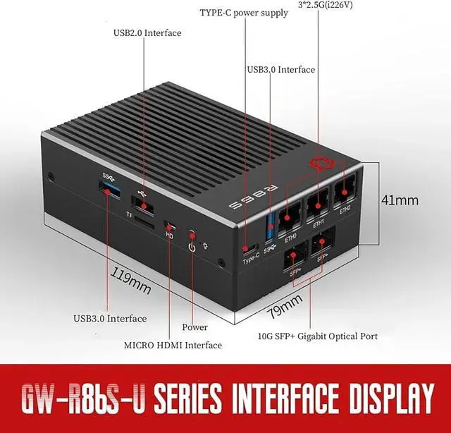 Alt view image 3 of 5 - R86S U1/U2/U3/U4 Mini PC Soft Route Multi-net Port, Intel Mini Host N5105 N6005 8GB/16GB/32GB 10 Gigabit Fiber Port 2.5G (U4)