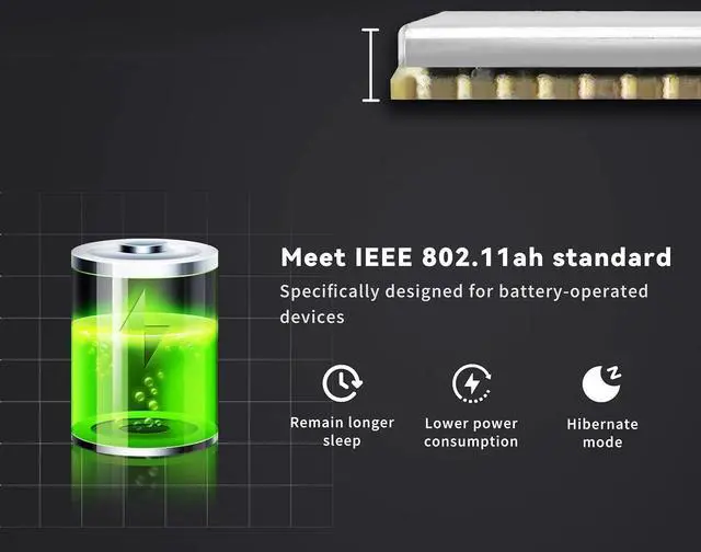 Alt view image 5 of 7 - Wi-Fi HaLow Module HT-HC01 IEEE 802.11ah Standard 902-928MHz 1-2KM Long-Range Transmission Sub 1GHz Dual Band 24GHz Wi-Fi Mesh Wireless Access IoT Low Power Consumption Device (5)