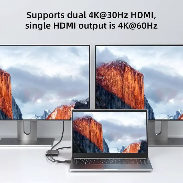 Alt view image 6 of 6 - 4K@60Hz DisplayPort to Dual HDMI Adapter  Display Port to 2 HDMI Splitter, MST Dual Monitor Splitter for Computer Laptop Graphic Card,PC,Windows