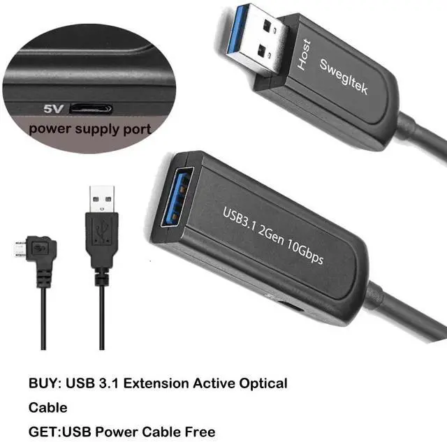 Alt view image 2 of 7 - UL CMP/Plenum & CSA FT6 Rated Jacket USB 3.1 Male Female Extension Cable 164FT Fiber Optical 10Gbps Compatible with Windows Mac OS,Linux,Industrial Camera Machine Vision,Camera,Gaming
