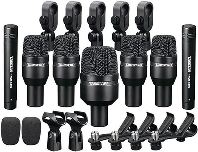 Main image of TAKSTAR Drum Microphone Kit, 7 Piece Drum Instrument Mic for Performing and Recording - Professional Condenser Mic for Kick, Snare, Rack Toms, Floor Toms, and Congas