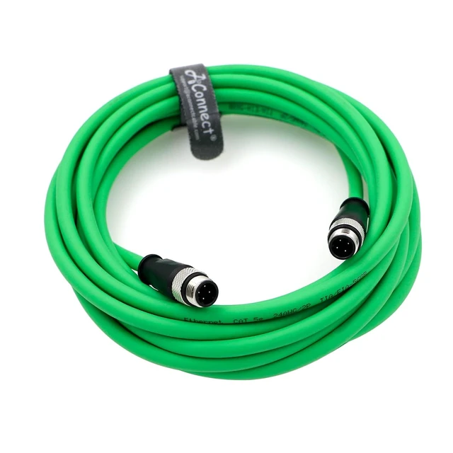 Alt view image 2 of 5 - M12 4Pin D-Code Male to 4Pin D-Code Male Cat5e Ethernet Waterproof Cable for Industrial Application Shielded Flexible Ethernet Camera 8M/26.24Ft