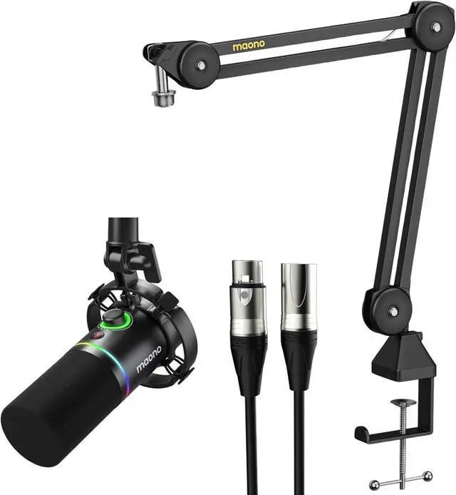 Main image of MAONO PD200X Dynamic Microphone with BA37 Boom Arm: Mic Bundle for Podcast Studio Streaming Recording Vocal PD200X+BA37 Black+XLR180