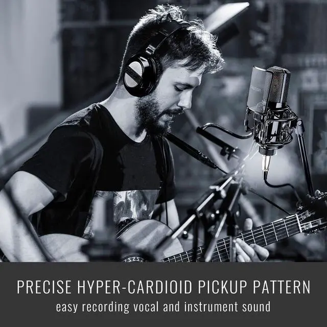 Alt view image 3 of 7 - TAKSTAR XLR Condenser Microphone with 34mm Gold-Plated Large Diaphragm, High Sensitivity Cardioid Studio Mic for Recording, Podcasting, Streaming, Voice Overs, Singing, Gaming (PC-K850)