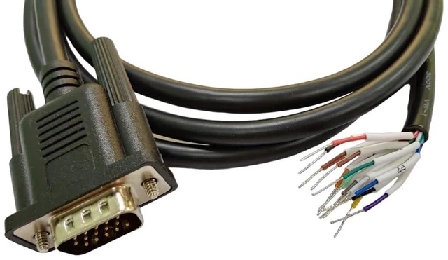 Alt view image 4 of 5 - Compucableplususa.com Best Industrial Serial HD DB15 High Density D-Sub 15 Pin RS232 Serial Cable with Bare Wire - 28 AWG with Black PVC Jacket (Male, 10 Feet)