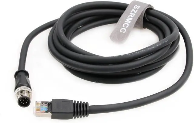Alt view image 2 of 5 - SZRMCC M12 A Code 8 Pin Male to RJ45 Ethernet Cable Cat6 Gigabit Shielded Waterproof Sensor Actuator Network Cable for Cognex in-Sight 7000 DMR-300 Industrial Camera Vision Sensors (Black 3m)