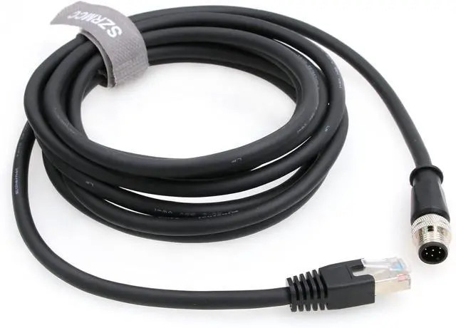 Alt view image 3 of 5 - SZRMCC M12 A Code 8 Pin Male to RJ45 Ethernet Cable Cat6 Gigabit Shielded Waterproof Sensor Actuator Network Cable for Cognex in-Sight 7000 DMR-300 Industrial Camera Vision Sensors (Black 3m)