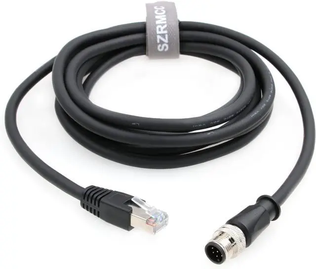 Alt view image 5 of 5 - SZRMCC M12 A Code 8 Pin Male to RJ45 Ethernet Cable Cat6 Gigabit Shielded Waterproof Sensor Actuator Network Cable for Cognex in-Sight 7000 DMR-300 Industrial Camera Vision Sensors (Black 3m)