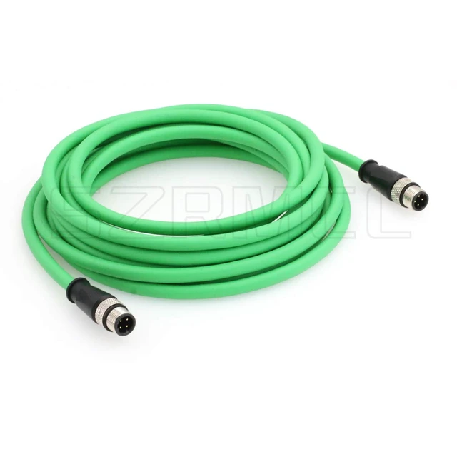 Alt view image 2 of 5 - SZRMCC M12 Connector Ethernet Cable D-Code 4 Pin to 4 Pin Male Cat5e High Flex Waterproof Shielded Network Cable for Industrial Camera Sensor Automation (3M,Green)