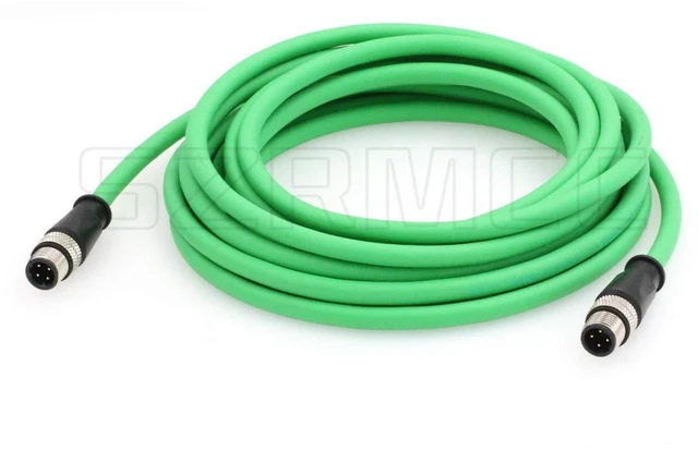 Alt view image 3 of 5 - SZRMCC M12 Connector Ethernet Cable D-Code 4 Pin to 4 Pin Male Cat5e High Flex Waterproof Shielded Network Cable for Industrial Camera Sensor Automation (3M,Green)