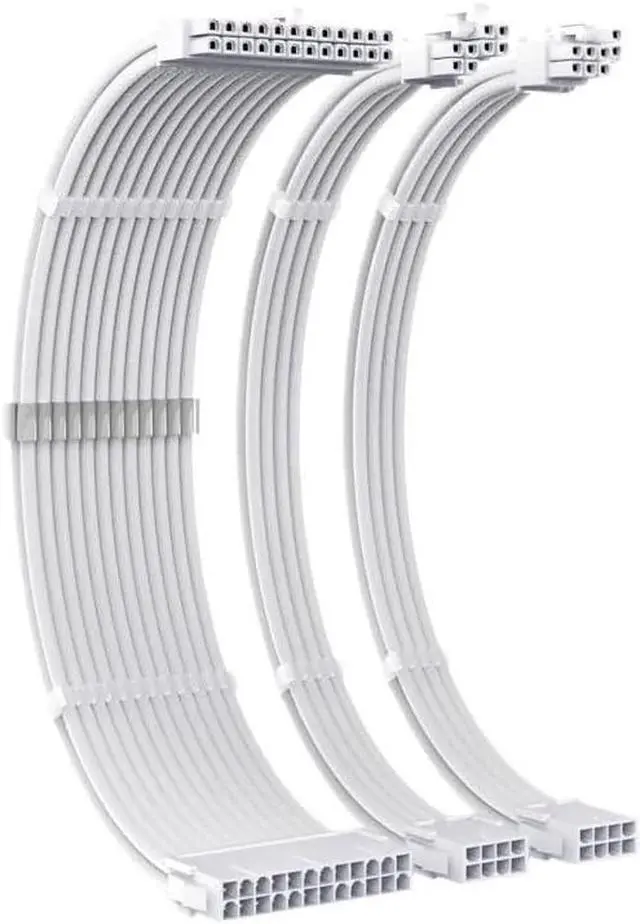 Main image of KUNSR CPU PSU Extension Cable 30cm 3 in 1 Motherboard ATX 24Pin GPU PCI-E 8Pin CPU EPS 18AWG Power Cord(All White 30CM)