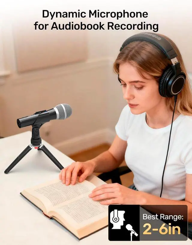 Alt view image 2 of 7 - Mic for Audiobook Recording, USB/XLR Dynamic Microphone, Noise-Canceling Handheld, Studio Mic Kit with Volume Control, Pop Filter, Ideal for Audiobook Recording, Narration, and Voice-Over Work