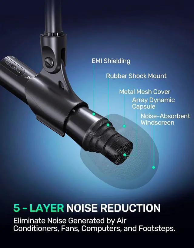 Alt view image 5 of 7 - Mic for Audiobook Recording, USB/XLR Dynamic Microphone, Noise-Canceling Handheld, Studio Mic Kit with Volume Control, Pop Filter, Ideal for Audiobook Recording, Narration, and Voice-Over Work