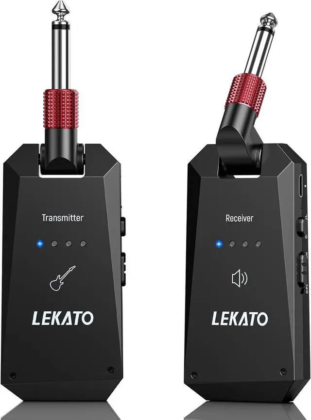 Main image of LEKATO 5.8G Wireless Guitar System Upgraded Rechargeable Wireless Guitar Transmitter Receiver, Super Long 8 Hours Battery Life, 4 Channels Guitar Wireless System for Electric Guitar Bass(WS-90)