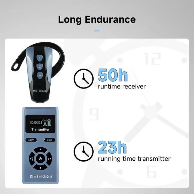 Alt view image 2 of 7 - Retekess TT106S Tour Guide Headsets,Tour Guide Microphone and Speaker, Clear Sound Quality,2.4Ghz,200m,16 USB Charging Ports,Wireless Ear Hook Receiver for School,Travel (1 Transmitter 10 Receivers)