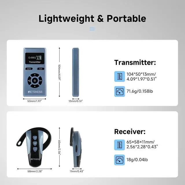 Alt view image 7 of 7 - Retekess TT106S Tour Guide Headsets,Tour Guide Microphone and Speaker, Clear Sound Quality,2.4Ghz,200m,16 USB Charging Ports,Wireless Ear Hook Receiver for School,Travel (1 Transmitter 10 Receivers)