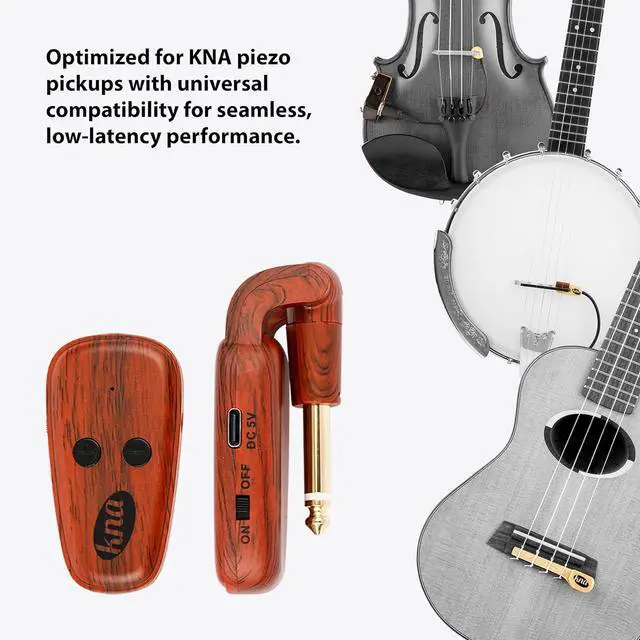 Alt view image 2 of 7 - KNA U-Wi Universal Wireless System, Guitar, Bass, Violin, Acoustic and Electric Instruments, UHF Wireless Audio for Piezo Pickups, 50m Range, Ultra-Low Latency, Interference-Free Connection
