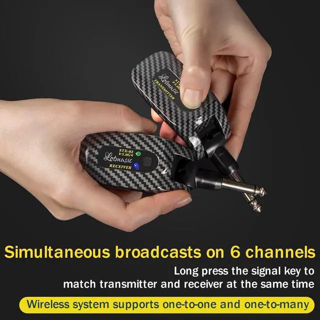 Alt view image 3 of 6 - 5.8GHZ Wireless Guitar System, Rechargeable Digital Wireless Guitar Transmitter Receiver with 6 Channels and Long Battery Endurance for Electric Guitar Bass.
