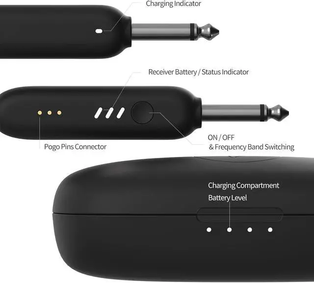 Alt view image 6 of 6 - Enya WB1 Wireless Guitar System, UHF 3.0 Audio Wireless Guitar Transmitter and Receiver for Electric Instrument Wireless Transmitter Receiver for Acoustic Electric Guitar Bass